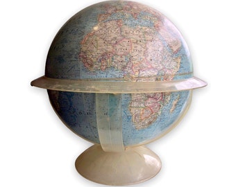 Mid Century Modern 1962 National Geographic Globe, 16" World Classic Series Globe with Clear Plastic Stand, James Darley Cartographer