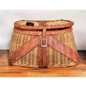 Panier de pêcheur Fliergen en osier, panier de pêche en saule, panier de pêcheur tressé, avec lanière, panier de pêche en osier pour truites + écrevisses gratuites