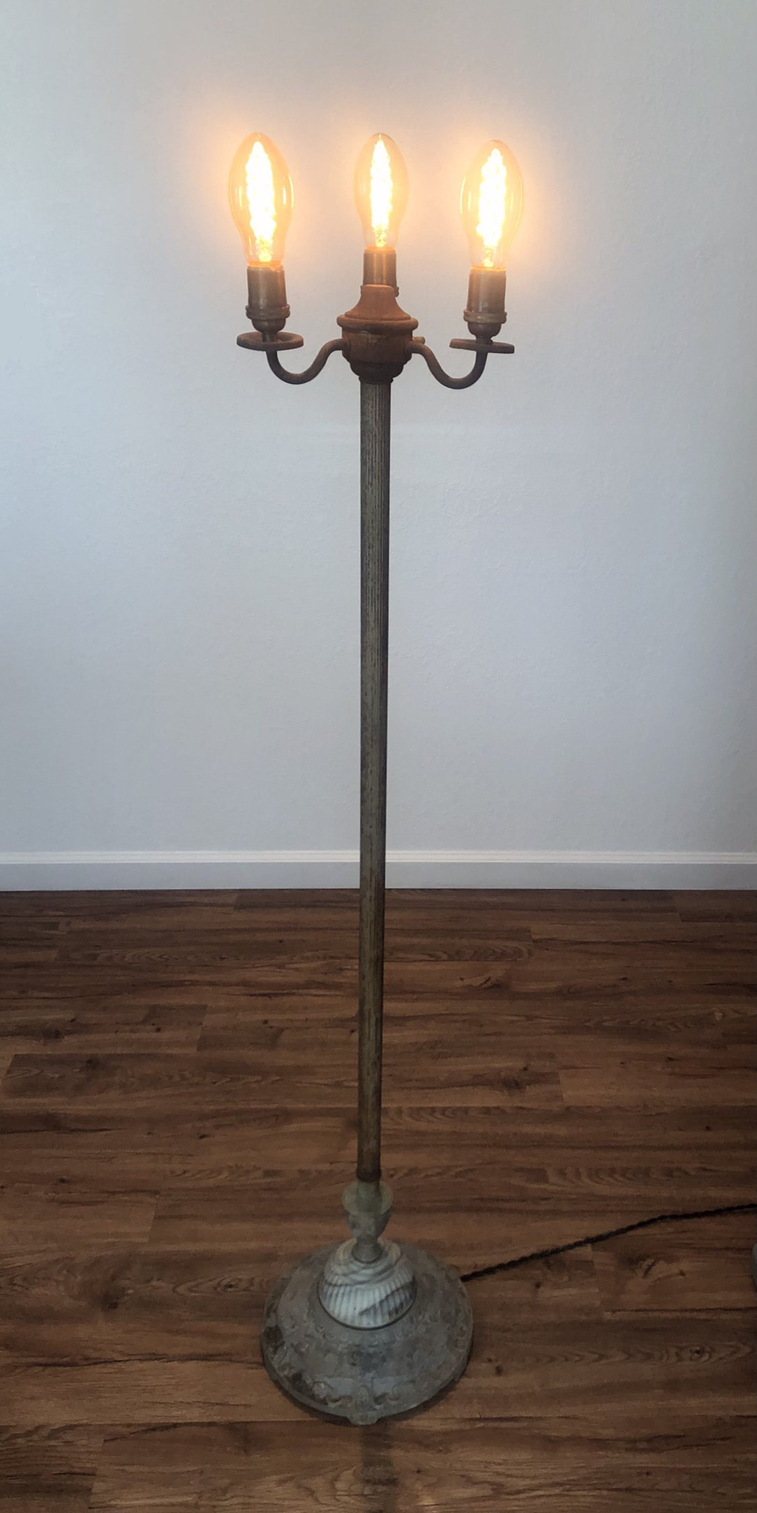 Antique Torchiere Candelabra Floor Lamp Faux Marble Base Etsy