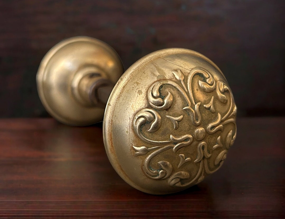 Ornate Gold Victorian Door Knob Set Victorian Gold Doorknobs Etsy