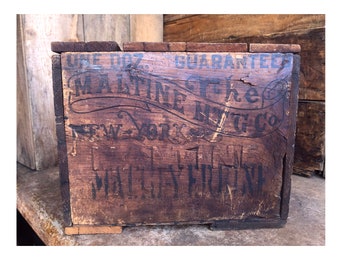 Antique Maltine Manufacturing Co Wooden Crate, 1800s Advertising Box