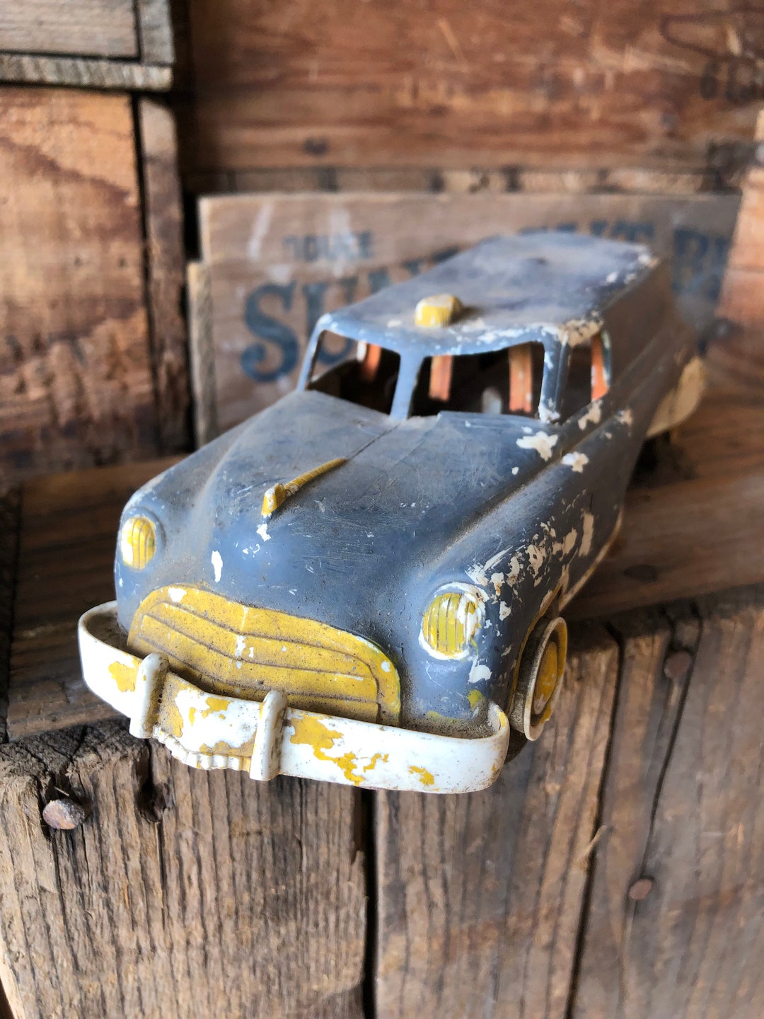 1930's Vintage Toy Car, Rusty Toy Ambulance Car, Antique Toys