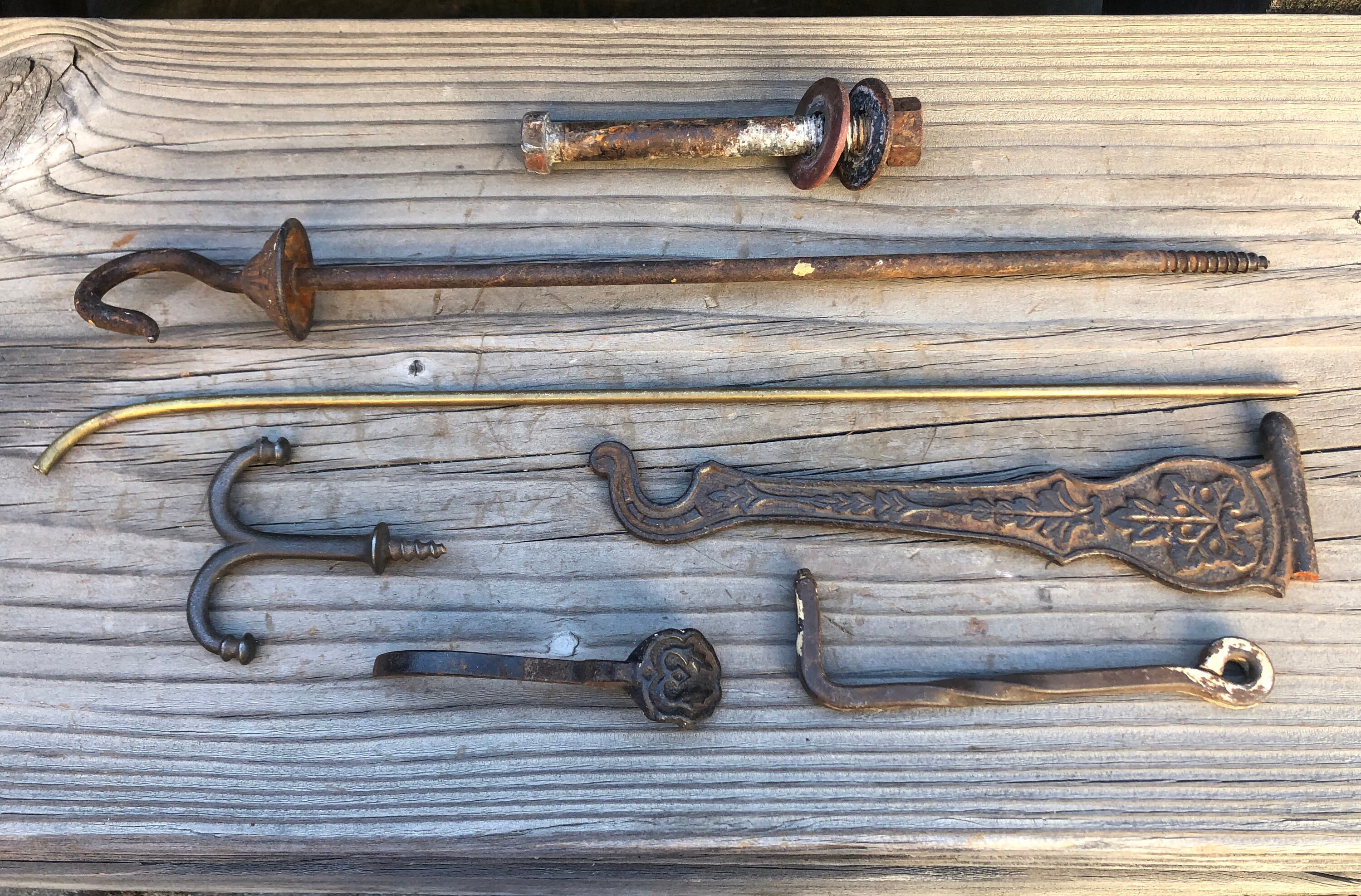 Set of 7 Antique Victorian Cast Iron Hooks, Double Arm Hook, Antique Cast  Iron Hook, Hat Hook, Miscellaneous Antique Hooks, Thumb Latch 