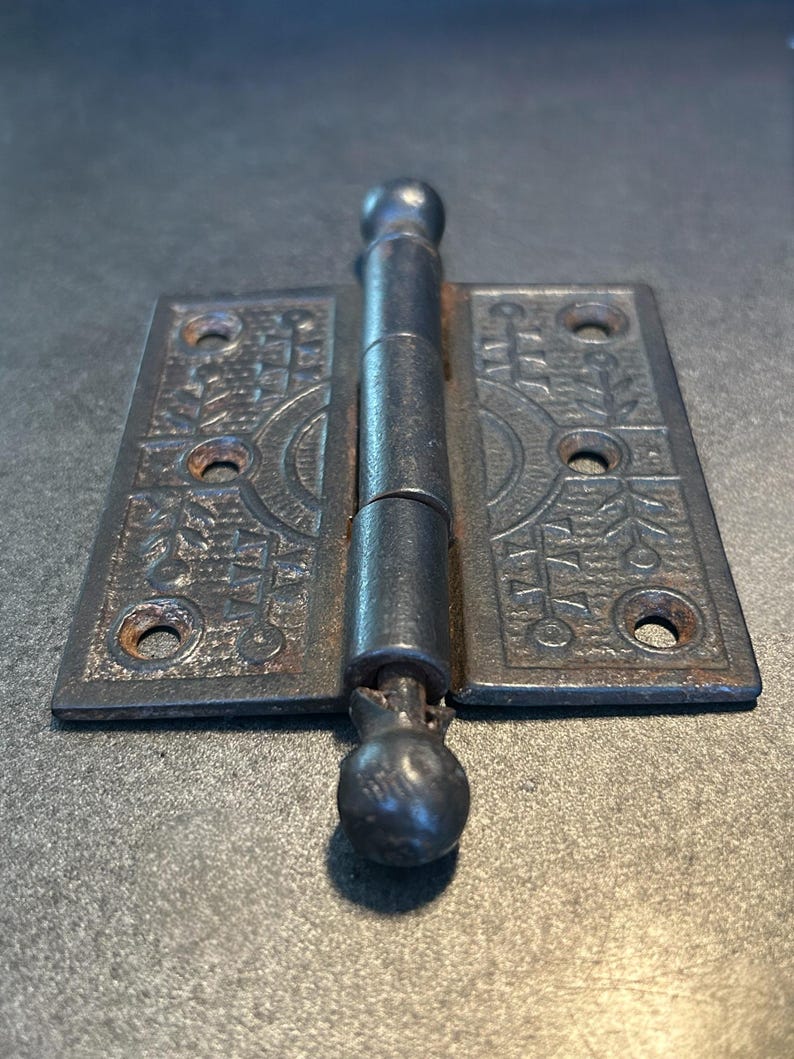 Antique Eastlake Style Door Hinge, Geometric Design, 3