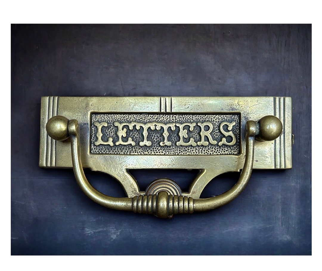 Sleek Antique Gold Letter Slot, Antique Gold Toned Mail Slot, Vintage