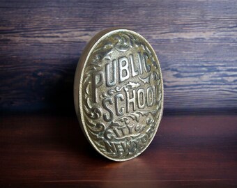 New York Public School Antique Door Knob, Vintage Public School Door Knob, Architectural Salvaged Hardware, Antique Brass Door Knob