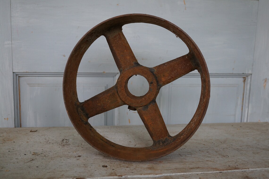 Antique Cast Iron Factory Cart Wheel Rustic Americana Etsy