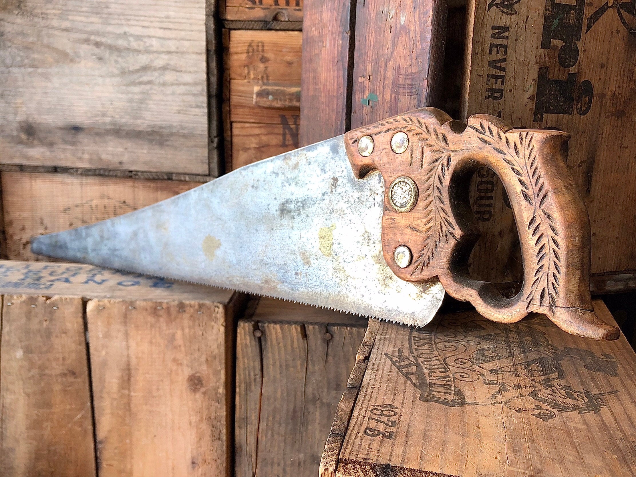 1800 s Warranted Superior Wheat Handle Hand Saw 30 Total Length Antique Tools Man Cave Decor Antique Saw Farm Tools Etsy