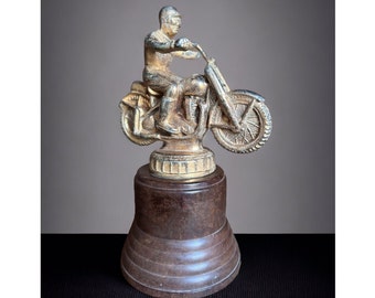 Vintage 1930-50's Dodge Inc. Motorcycle Trophy Bakelite & Gold Painted Metal, Trophies Inc. Long Beach California, Vintage Motorcycle Trophy