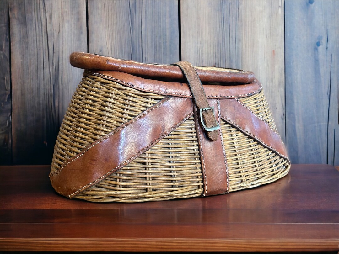 Vintage Fishing Basket Vintage Wicker Fishing Creel Antique Etsy