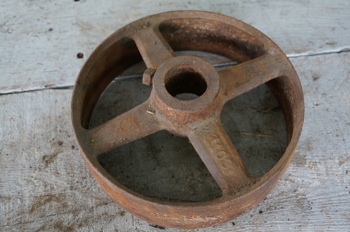 Antique Cast Iron Factory Cart Wheel Rustic Americana Etsy