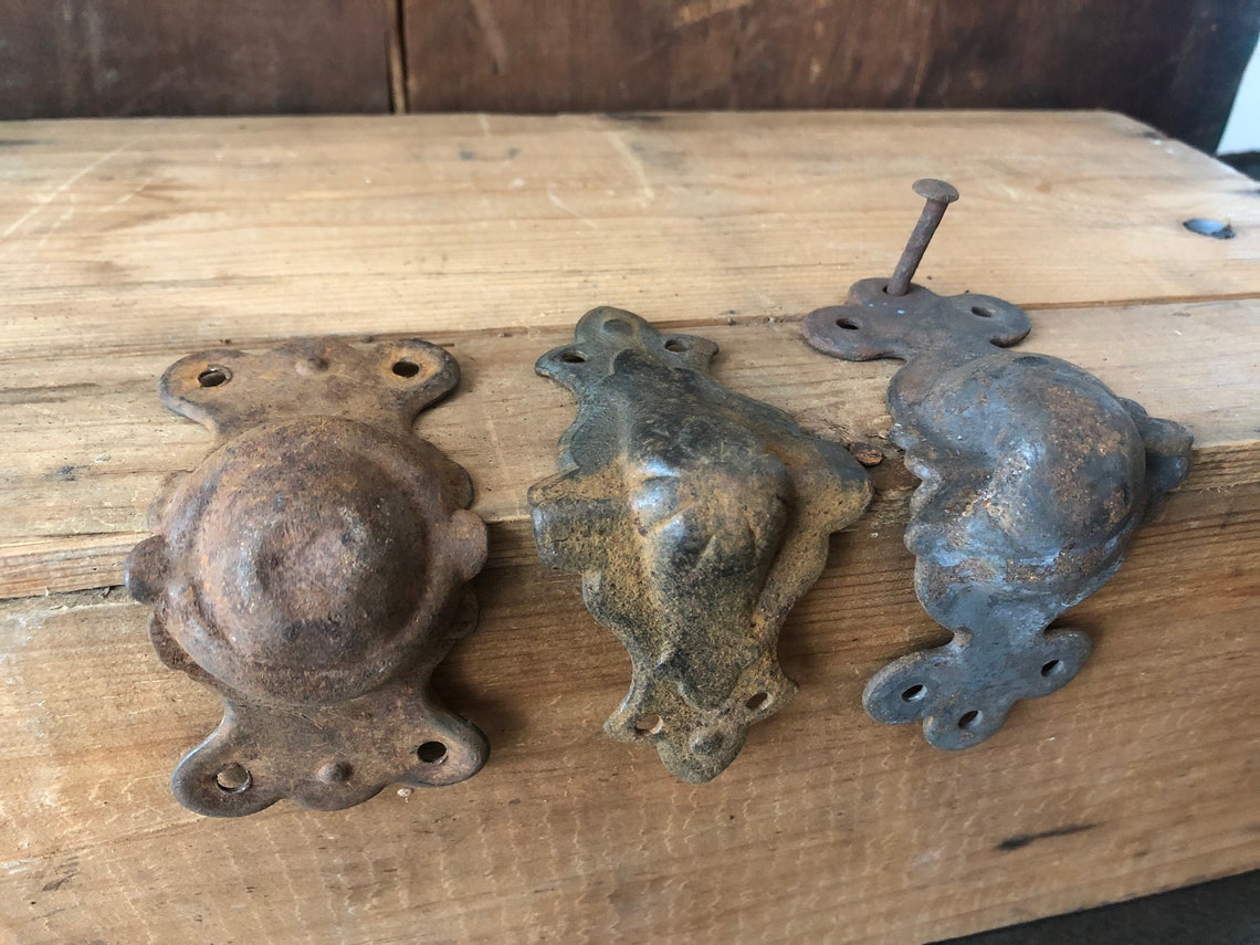 Set of 3 Antique Steamer Trunk Parts Miscellaneous Metal Etsy