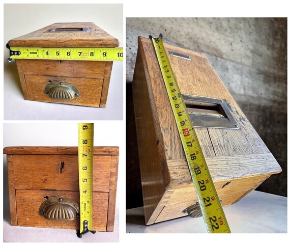Antique Gledhill Oak Cash Register, Victorian Money Box With Bell