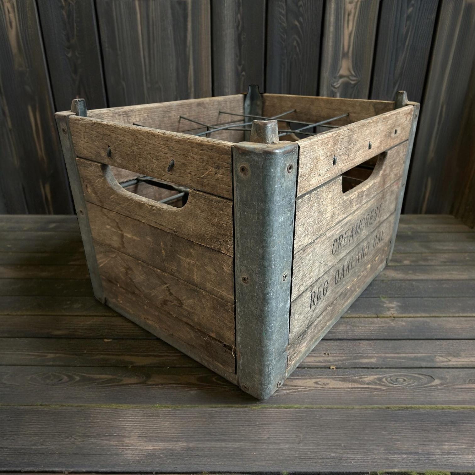 Vintage Metal Dairy Crate - Etsy