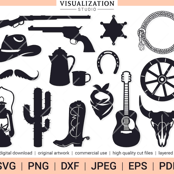 Wild West | Cowboy | Vector Clipart Set | INSTANT DIGITAL DOWNLOAD | svg | png | dxf | jpeg | eps | pdf