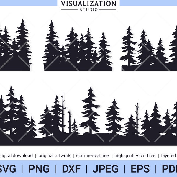 Pine Tree Lines | Vector Clipart Set | INSTANT DIGITAL DOWNLOAD | svg | png | dxf | jpeg | eps | pdf