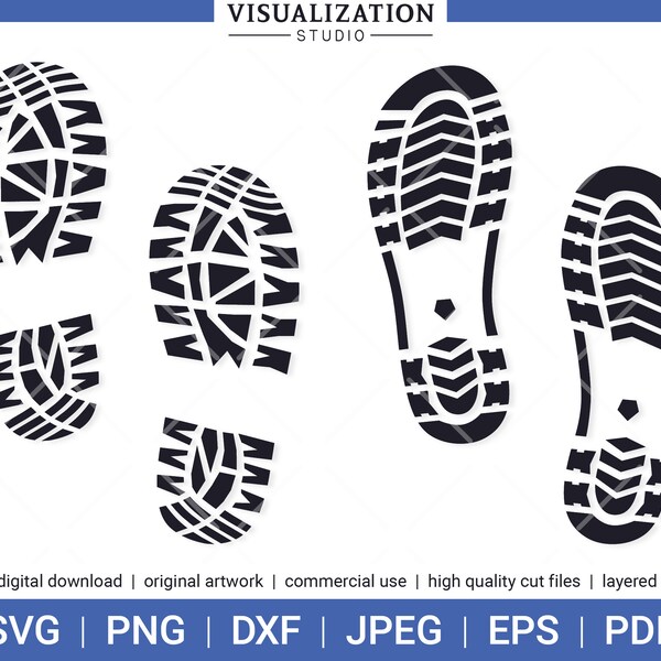 Boot Tracks | Vector Clipart Set | INSTANT DIGITAL DOWNLOAD | svg | png | dxf | jpeg | eps | pdf