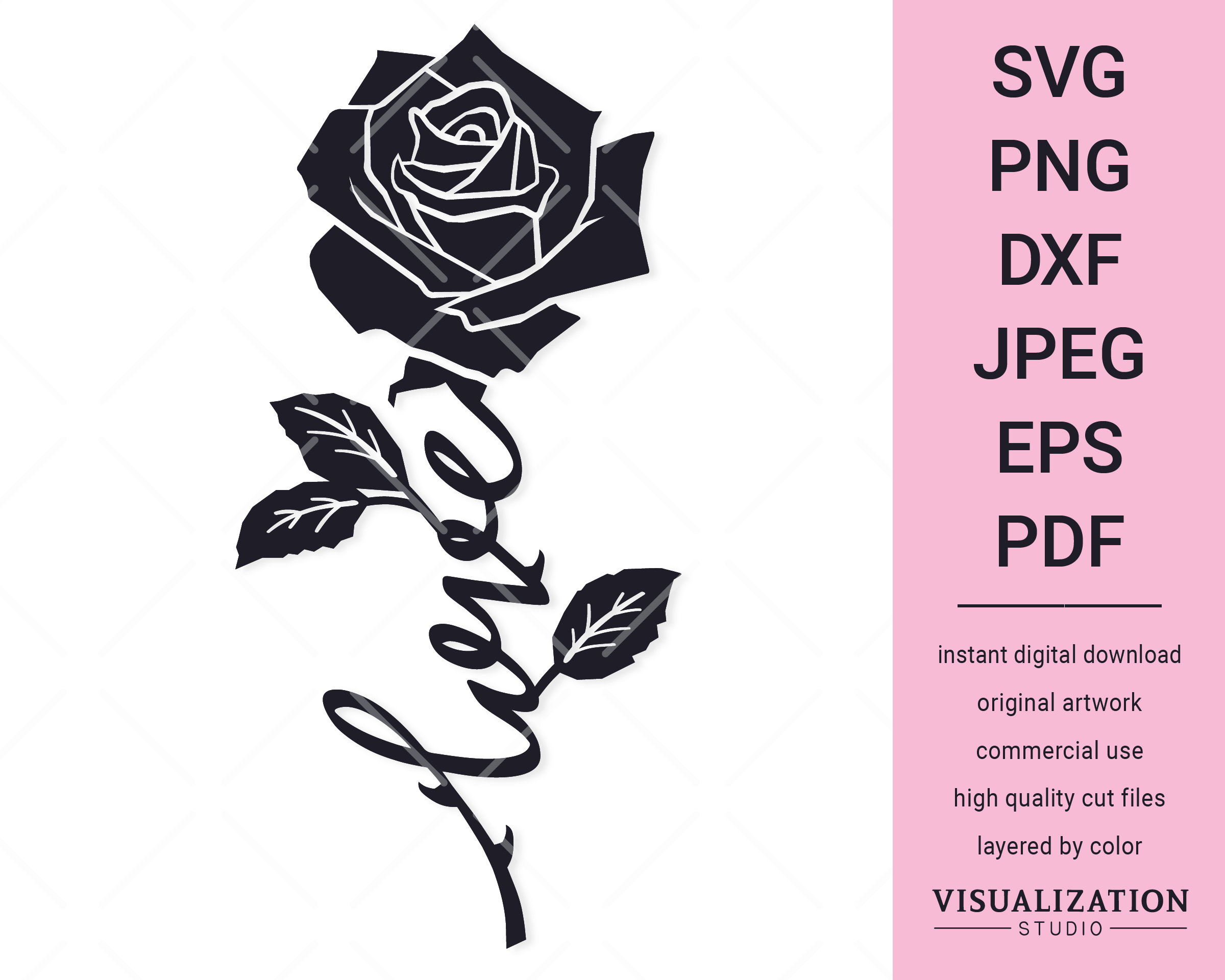 Rose with Stem Clipart SVG Graphic by Too Sweet Inc · Creative Fabrica