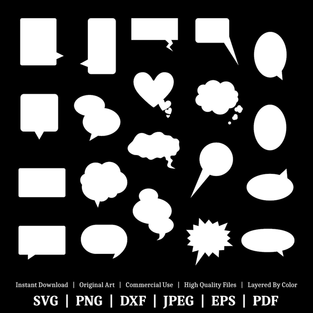 Sprechblasen | Vektor-Bundle | SOFORTIGER DIGITALER DOWNLOAD | svg | png |  dxf | .jpg | eps | pdf - Etsy Österreich, image size:1080x1080