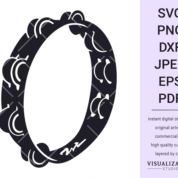 Tambourine | Vector Clipart | INSTANT DIGITAL DOWNLOAD | svg | png | dxf | jpeg | eps | pdf