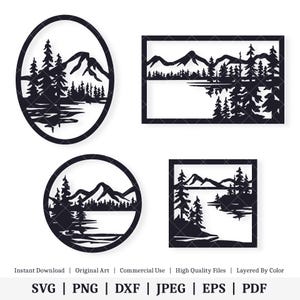 Framed Lake Scenes | Vector Bundle | INSTANT DIGITAL DOWNLOAD | svg | png | dxf | jpeg | eps | pdf