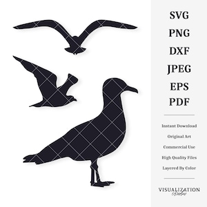 Forme di gabbiano / Pacchetto vettoriale / DOWNLOAD DIGITALE IMMEDIATO / svg / png / dxf / jpeg / eps / pdf
