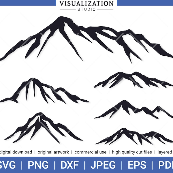 Mountain Ranges | Vector Clipart Set | INSTANT DIGITAL DOWNLOAD | svg | png | dxf | jpeg | eps | pdf