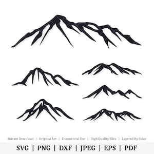 Catene montuose / Pacchetto vettoriale / DOWNLOAD DIGITALE IMMEDIATO / svg / png / dxf / jpeg / eps / pdf