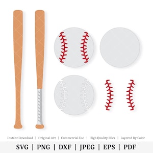 Baseball i kij | Grafika wektorowa | NATYCHMIASTOWE POBIERANIE CYFROWE | svg | png | dxf | jpeg | eps | pdf
