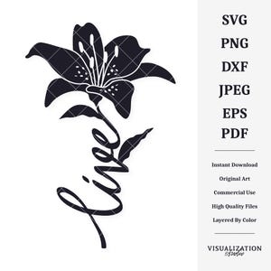 Tiger Lily Live Stem | Arte vetorial | DOWNLOAD DIGITAL INSTANTÂNEO | svg | png | dxf | jpeg | eps | pdf