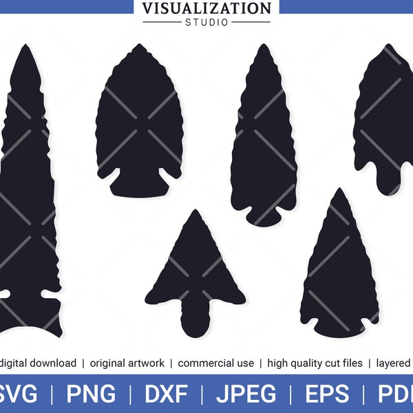 Native American Arrowheads | Vector Clipart Set | INSTANT DIGITAL DOWNLOAD | svg | png | dxf | jpeg | eps | pdf