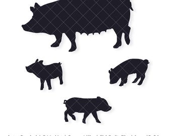 Pig And Piglets | Vector Bundle | INSTANT DIGITAL DOWNLOAD | svg | png | dxf | jpeg | eps | pdf