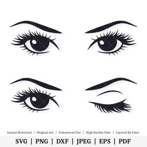 Schönheit Augen | Zwinkern | Vektor-Bundle | SOFORTIGER DIGITALER DOWNLOAD | svg | png | dxf | .jpg | eps | pdf