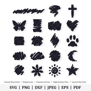 落書きシェイプ | ベクターバンドル | インスタントデジタルダウンロード | svg | png | dxf | jpeg | eps | pdf