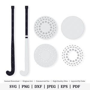 Hockeybal en stick | Vectorkunstwerk | DIRECT DIGITALE DOWNLOAD | Svg | png | dxf | jpeg | eps | pdf