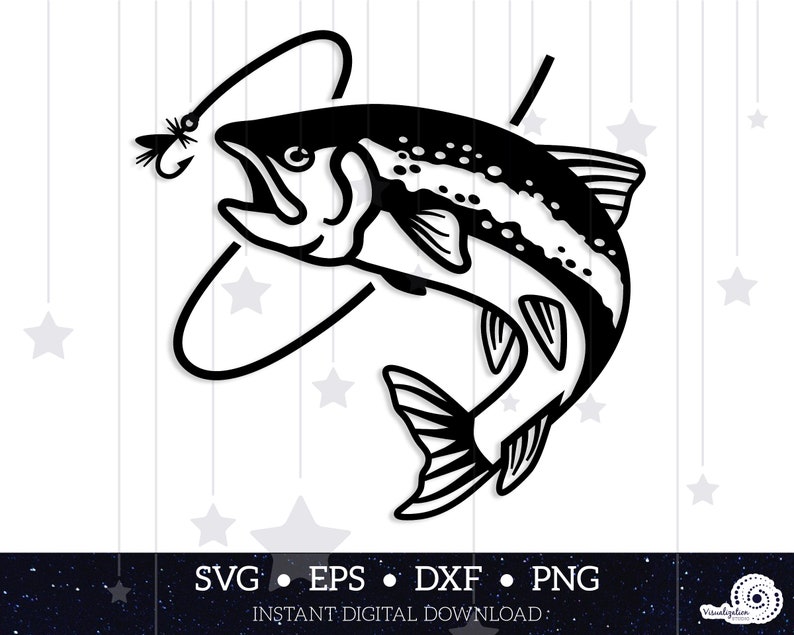 Download Fly Fishing Jumping Trout Vector INSTANT DIGITAL | Etsy