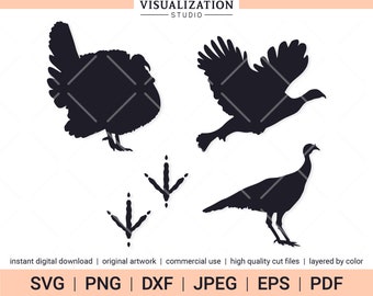 Wild Turkey Shapes | Vector Clipart Set | INSTANT DIGITAL DOWNLOAD | svg | png | dxf | jpeg | eps | pdf