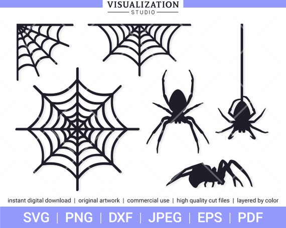 Spiders and Spiderweb Shapes Vector Clipart Set INSTANT DIGITAL DOWNLOAD Svg  Png Dxf Jpeg Eps Pdf 