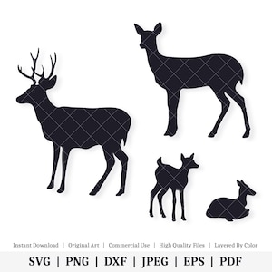 Hertenfamilie | Vectorbundel | DIRECT DIGITALE DOWNLOAD | Svg | png | dxf | jpeg | eps | pdf