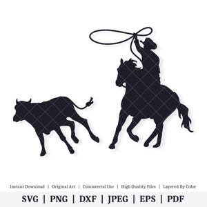 Cowboy de Laço de Gado | Rodeio | Arte vetorial | DOWNLOAD DIGITAL INSTANTÂNEO | svg | png | dxf | jpeg | eps | pdf