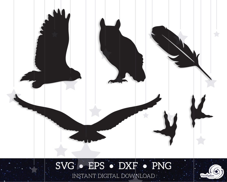 Great Horned Owl Silhouettes Vectors INSTANT DIGITAL | Etsy