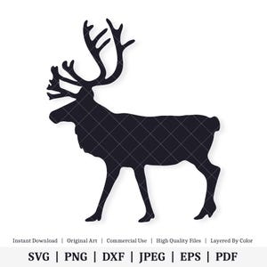 Forme de renne caribou | Oeuvre D'art Vectorielle | TÉLÉCHARGEMENT NUMÉRIQUE INSTANTANÉ | svg | png | dxf | jpeg | EPS | pdf