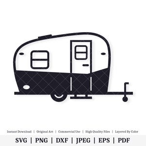 Camperaanhanger | Vectorkunstwerk | DIRECT DIGITALE DOWNLOAD | Svg | png | dxf | jpeg | eps | pdf