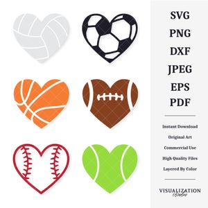 Sport Hearts | Vector Bundle | INSTANT DIGITAL DOWNLOAD | svg | png | dxf | jpeg | eps | pdf