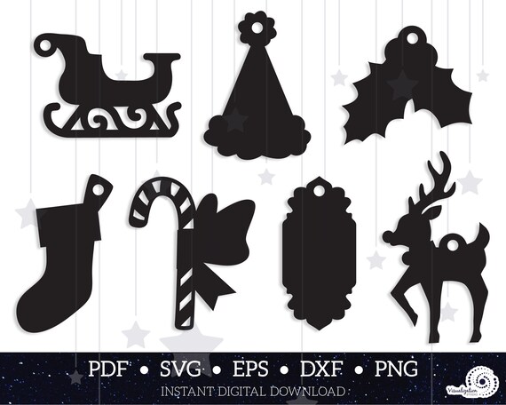 Download Free Santa Claus Christmas Gift Tag Set Vectors Instant Digital Etsy SVG DXF Cut File