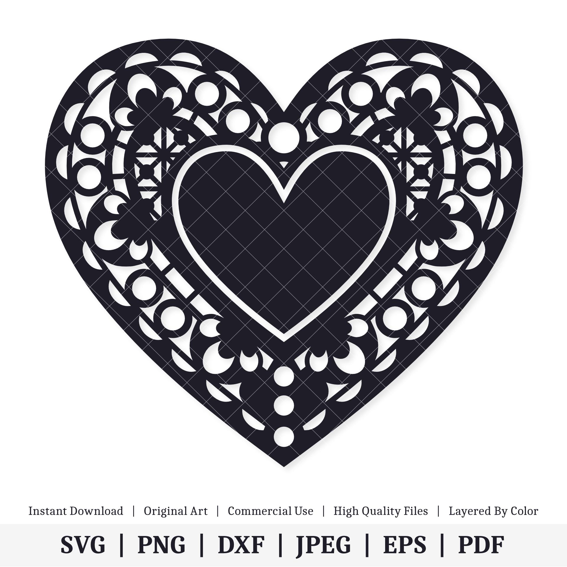 Lace Heart | Vector Artwork | INSTANT DIGITAL DOWNLOAD | Svg
