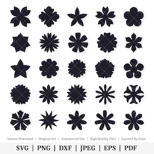 Grundlegende Blumenformen | Vektor-Bundle | SOFORTIGER DIGITALER DOWNLOAD | svg | png | dxf | .jpg | eps | pdf