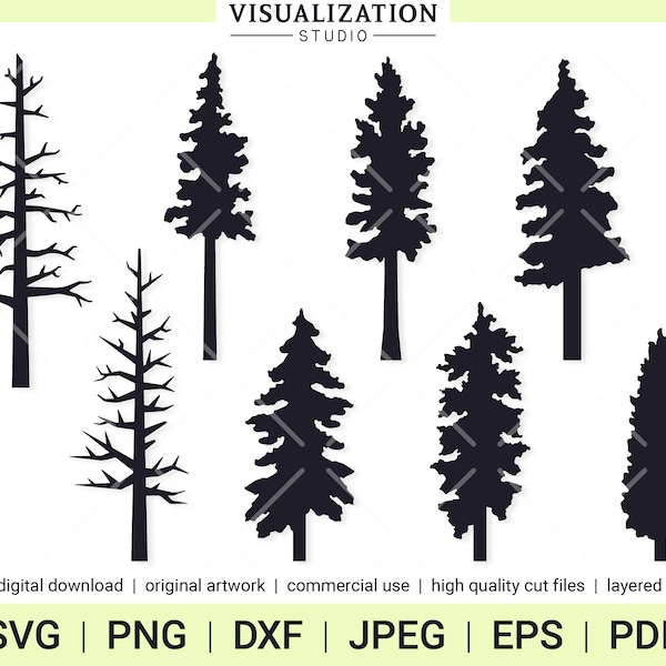 Conifer Pine Trees | Vector Clipart Set | INSTANT DIGITAL DOWNLOAD | svg | png | dxf | jpeg | eps | pdf