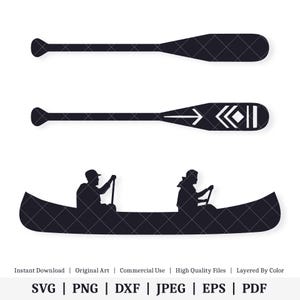 カヌーとパドル | ベクターバンドル | インスタントデジタルダウンロード | svg | png | dxf | jpeg | eps | pdf