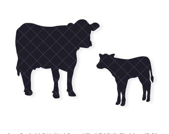 Cow and Calf | Vector Artwork | INSTANT DIGITAL DOWNLOAD | svg | png | dxf | jpeg | eps | pdf